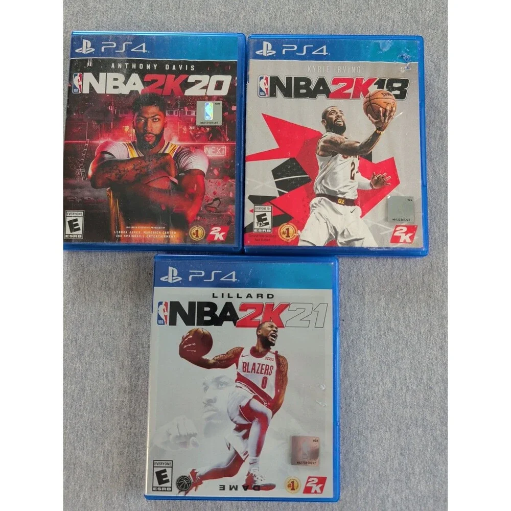 Lot Of 3 PS4 NBA With Playbook Anthony Davis, Lillard, Kyrie Erving
